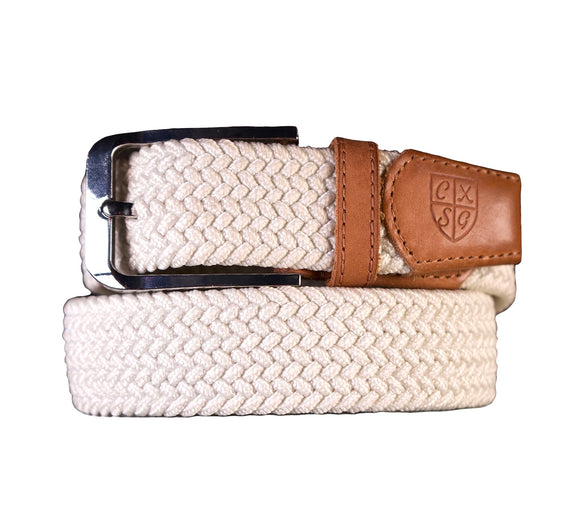 Webbed Belt-Off White & Brown – Classic Style Golf